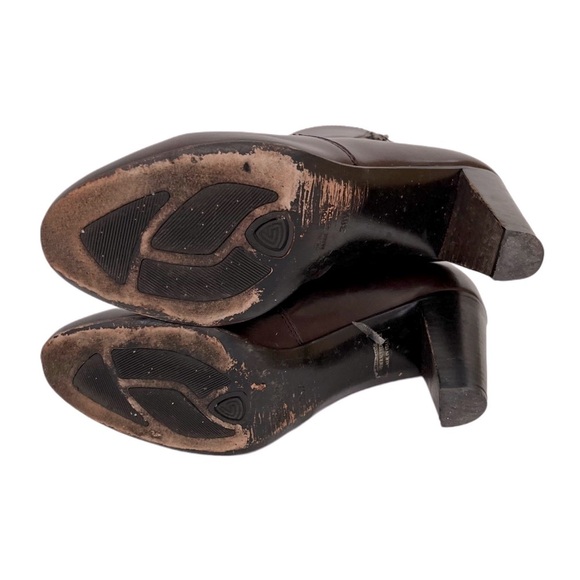 AGL Classic Brown Genuine Leather Ankle Boots Rounded Toe Heel 38.5 8.5 - Picture 9 of 13